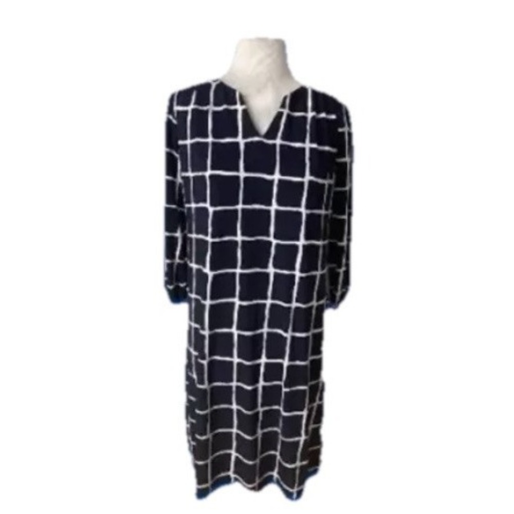Lux 2 Dress‎ Size 8 Black White Check 3/4 Sleeve Whimsigoth career